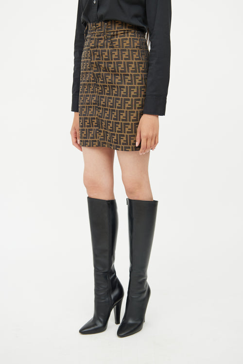 Fendi Grey Knit Pocket Mohair Crop Skirt