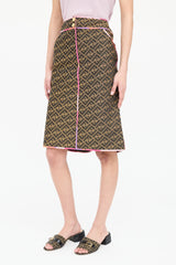 Fendi Monogram Piped Midi Skirt