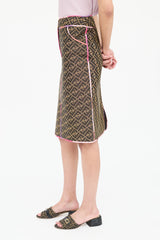 Fendi Monogram Piped Midi Skirt