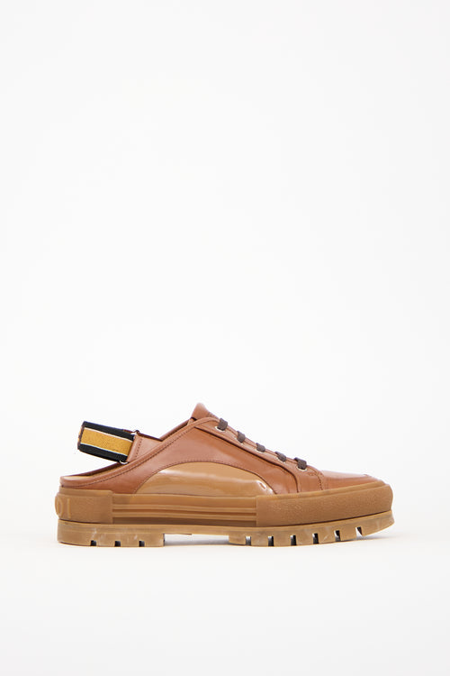 Fendi Brown Leather Forever Slingback Sneaker