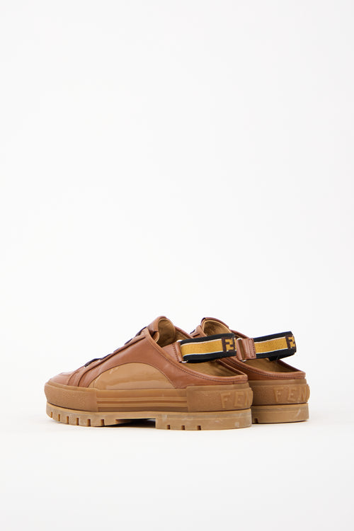 Fendi Brown Leather Forever Slingback Sneaker