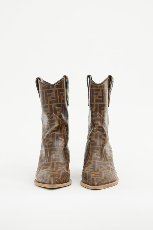 Fendi Zucca Coated Canvas Cowboy Boot