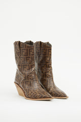 Fendi Zucca Coated Canvas Cowboy Boot