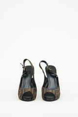 Fendi Brown Zucca Peep Toe Pump