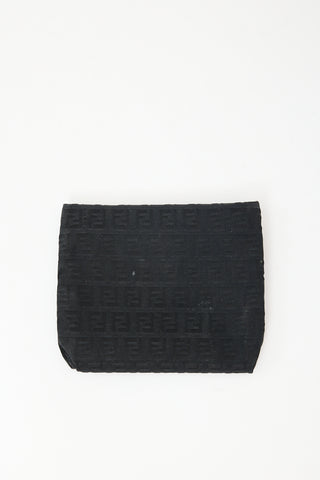 Fendi Black FF Monogram Zip Pouch