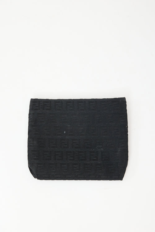 Fendi Black FF Monogram Zip Pouch