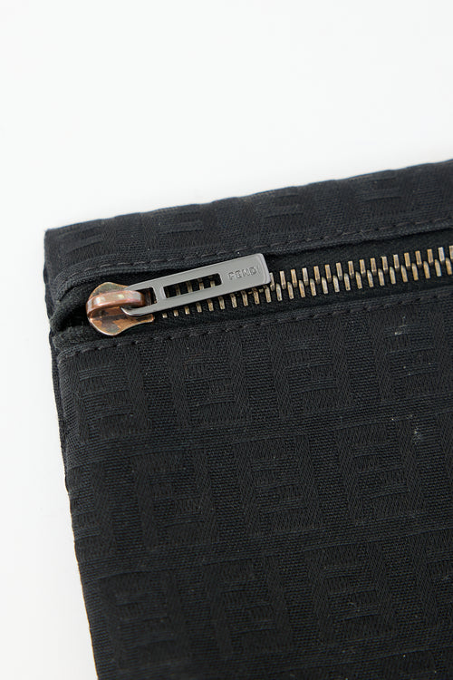 Fendi Black FF Monogram Zip Pouch