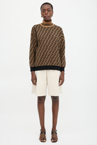 Fendi Cashmere FF Zucca Turtleneck Sweater