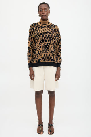 Fendi Cashmere FF Zucca Turtleneck Sweater