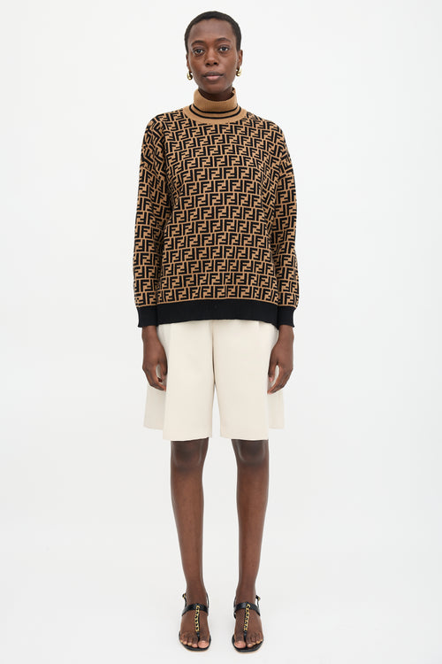 Fendi Cashmere FF Zucca Turtleneck Sweater
