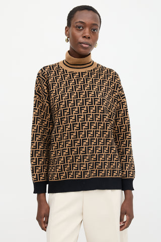 Fendi Cashmere FF Zucca Turtleneck Sweater