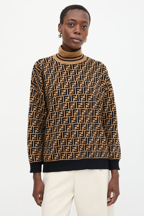 Fendi Cashmere FF Zucca Turtleneck Sweater