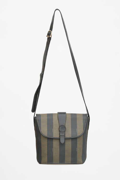Fendi Coated Canvas Striped Messenger Bag