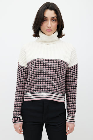 Fendi Cream & Multicolour Wool Knit Sweater