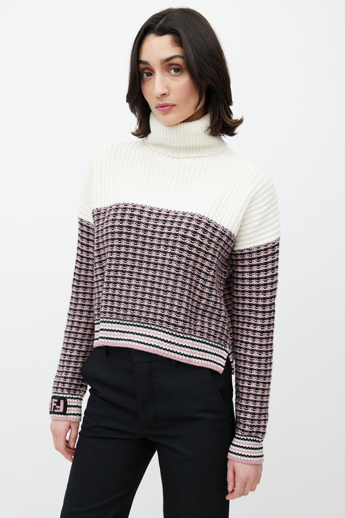 Fendi Cream & Multicolour Wool Knit Sweater