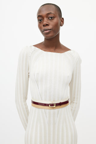 Fendi Cream & Red layered Leather Belt