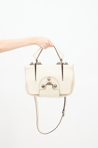 Fendi Cream & Brown Patent Leather F3 Secret Code Bag