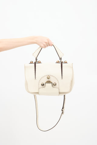 Fendi Cream & Brown Patent Leather F3 Secret Code Bag