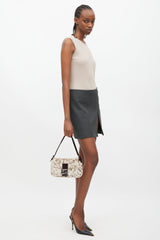 Fendi Cream & Brown Printed Fur Baguette Bag