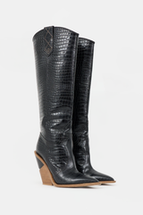 Fendi Embossed Leather Knee Boot