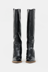 Fendi Embossed Leather Knee Boot