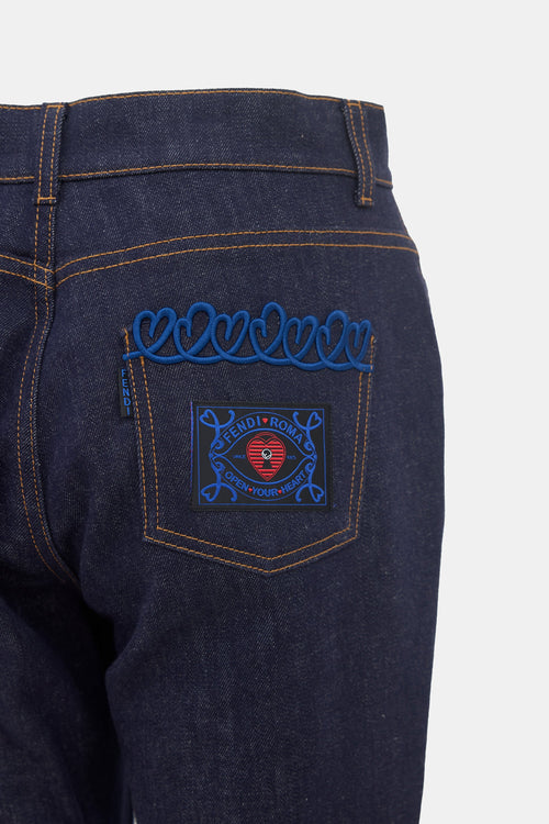 Fendi Embroidered Pocket Jeans