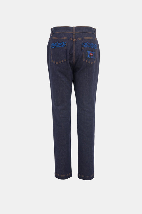 Fendi Embroidered Pocket Jeans