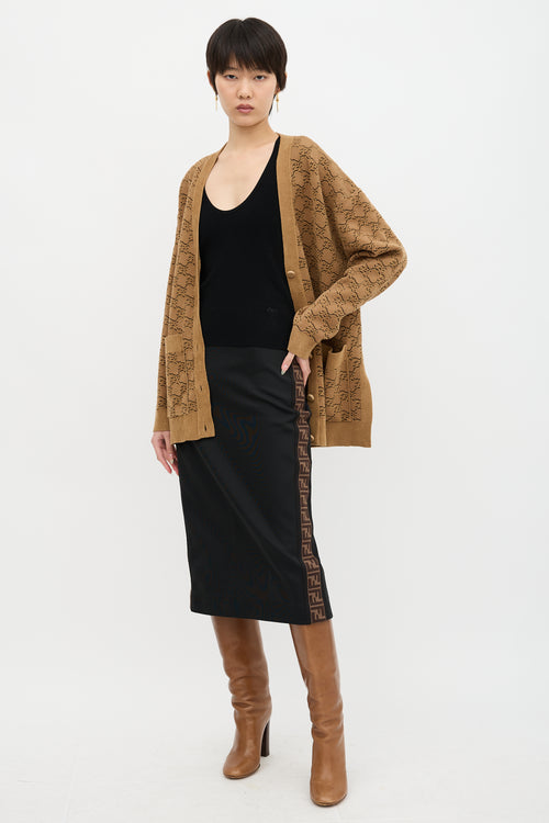 Fendi FF Monogram Trim Skirt