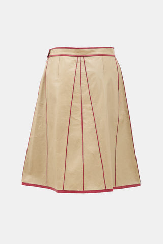 Fendi FW 2000 Leather Trimmed Skirt