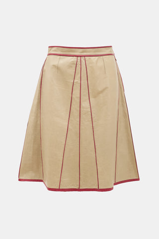 Fendi FW 2000 Leather Trimmed Skirt