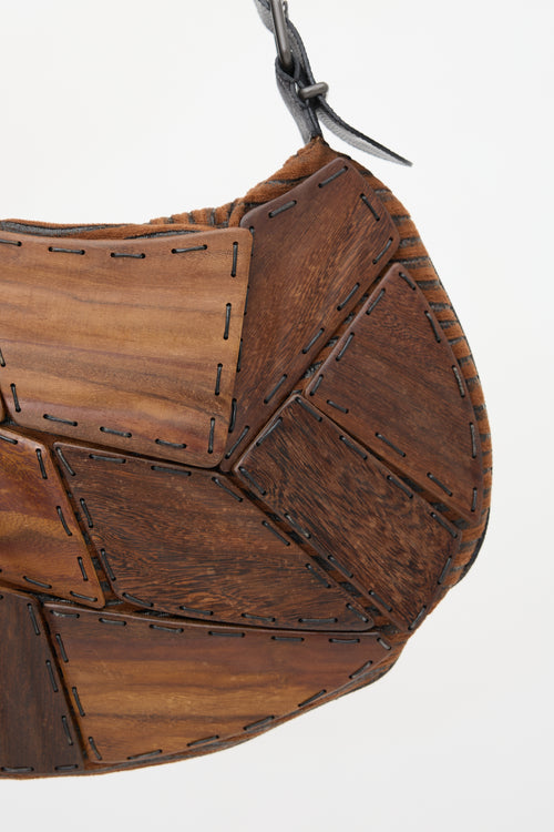 Fendi FW 2002 Wood Panel Oyster Bag