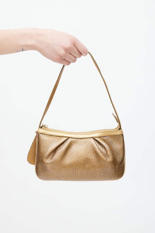 Fendi Gold Leather FF Metallic Bag
