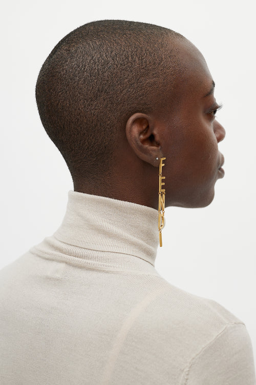 Fendi Gold Logo Drop Earring