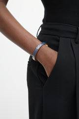 Fendi Gold & Navy Zucca Monogram Bangle