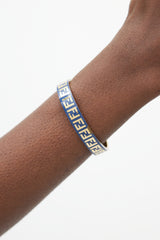 Fendi Gold & Navy Zucca Monogram Bangle