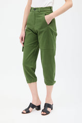 Fendi Green FF Cargo Cropped Trouser
