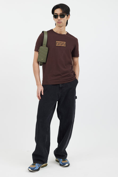 Fendi Olive Green Leather Cell Pocket Bag Strap