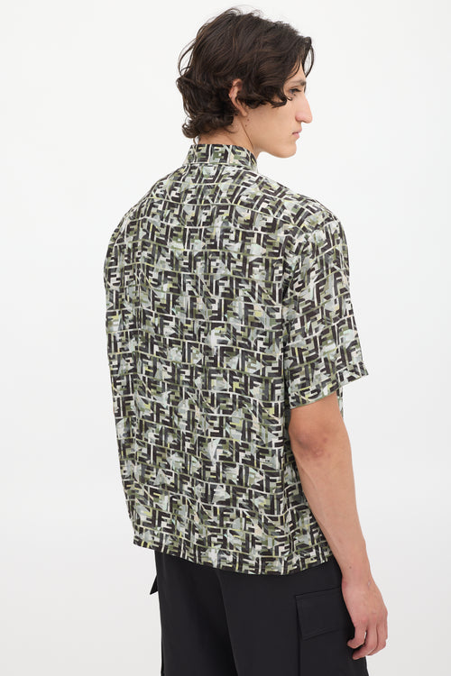 Fendi Green & Multicolour Camouflage FF Printed Shirt