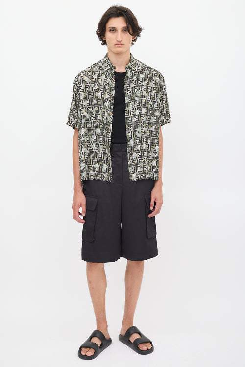 Fendi Green & Multicolour Camouflage FF Printed Shirt