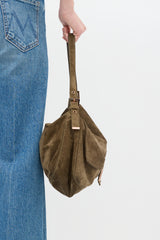 Fendi Green Suede Mamma Baguette Bag