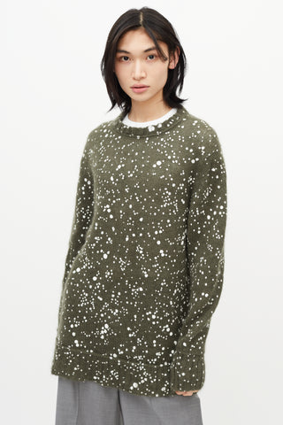 Fendi Green & White Mohair Knit Sweater