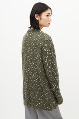 Fendi Green & White Mohair Knit Sweater
