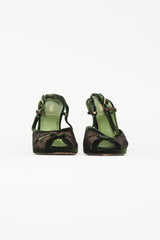 Fendi Green & Bronze Velvet Heel