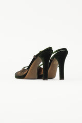 Fendi Green & Bronze Velvet Heel