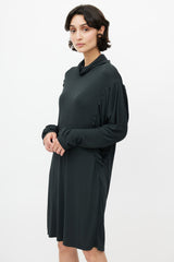 Fendi Grey Cowl Gathered Dress