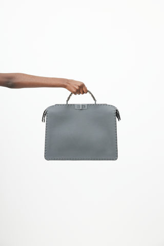 Fendi Grey & Embossed Leather Peekaboo ISeeU Medium Crossbody Bag