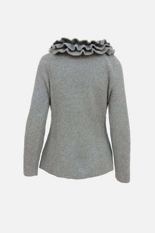 Fendi Ruffle V-Neck Sweater