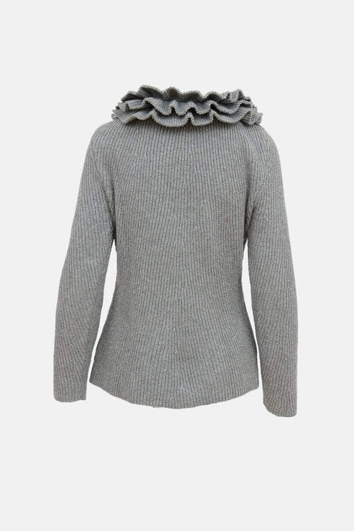 Fendi Ruffle V-Neck Sweater