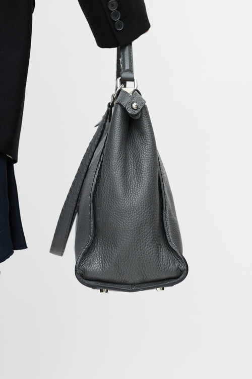 Fendi Grey & Silver Selleria Peekaboo Leather Bag