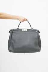 Fendi Grey & Silver Selleria Peekaboo Leather Bag